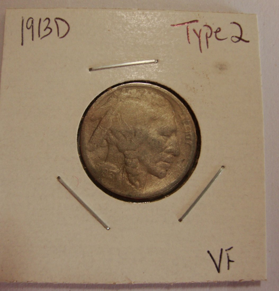 1913 D Type 2 Buffalo Nickel 5c VF (1 of 2)
