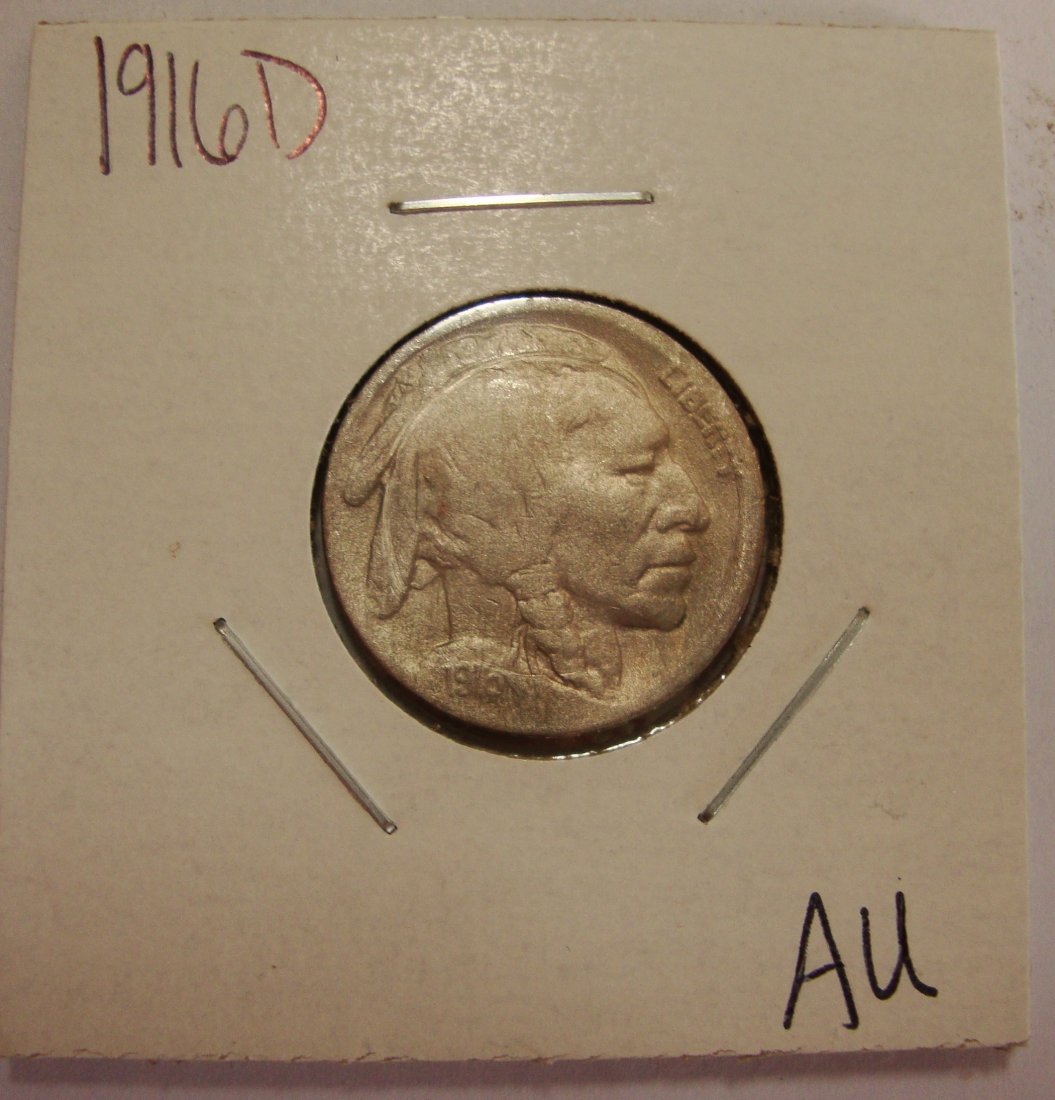 1916 D  Buffalo Nickel 5c AU (1 of 2)