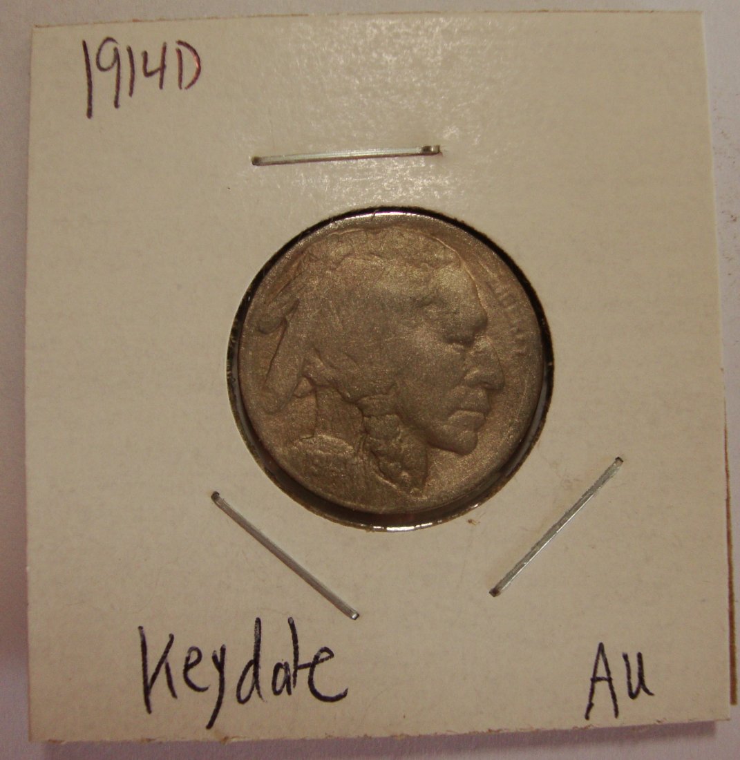 1914 D Buffalo Nickel 5c Key Date AU (1 of 2)