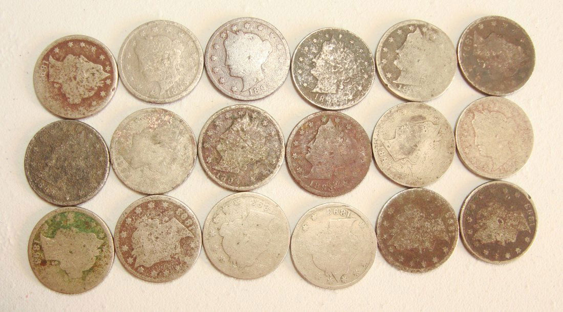 Lot of 18 1893 Liberty V Nickels (1 of 2)