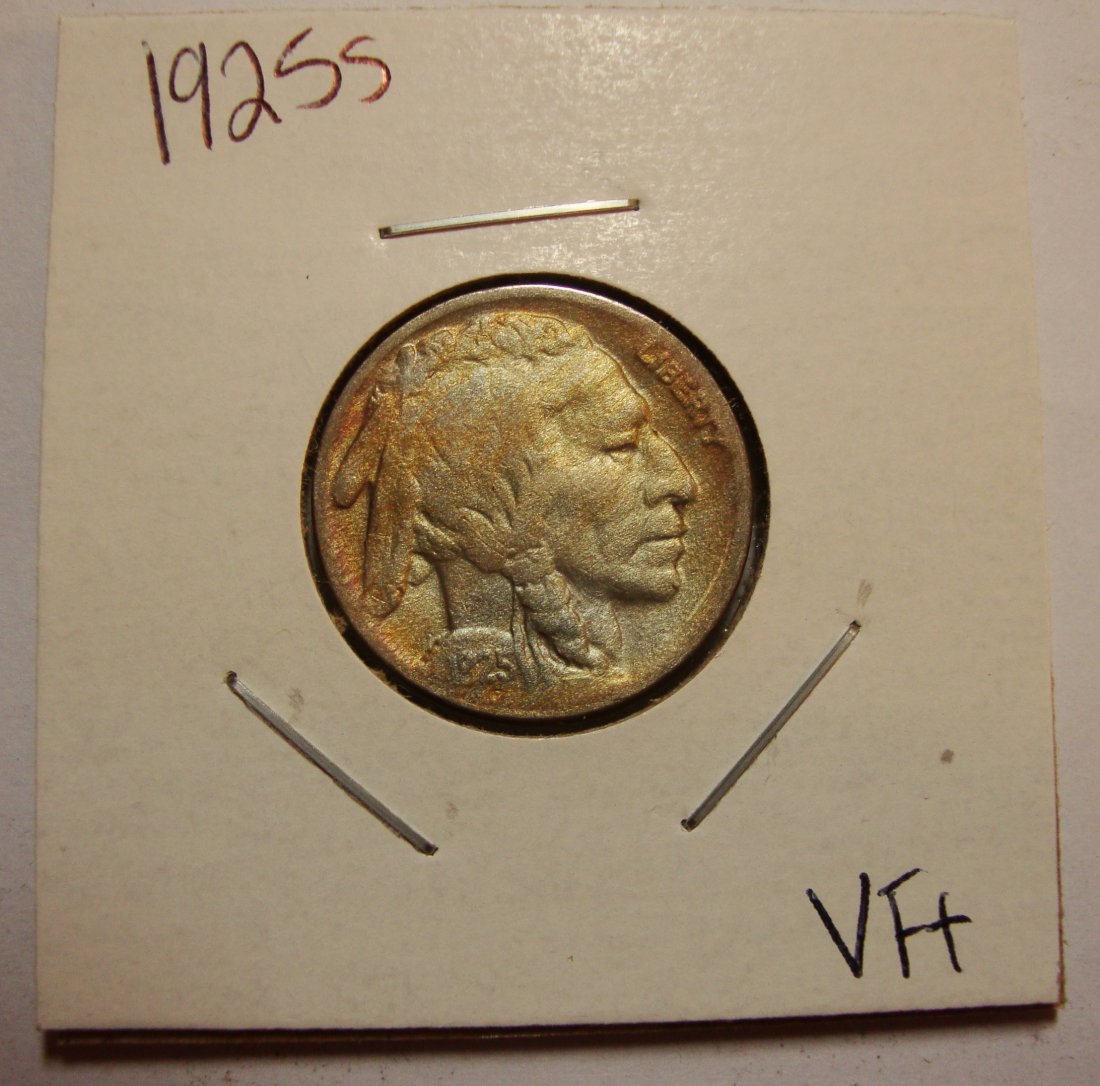 1925 S Buffalo Nickel VF+: VF Details Some toning