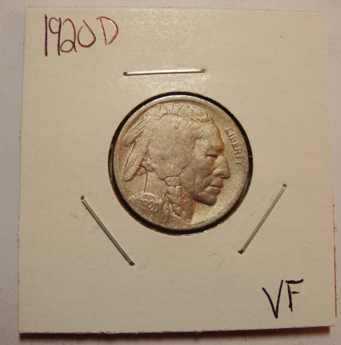 1920 D Buffalo Nickel 5c VF (1 of 2)