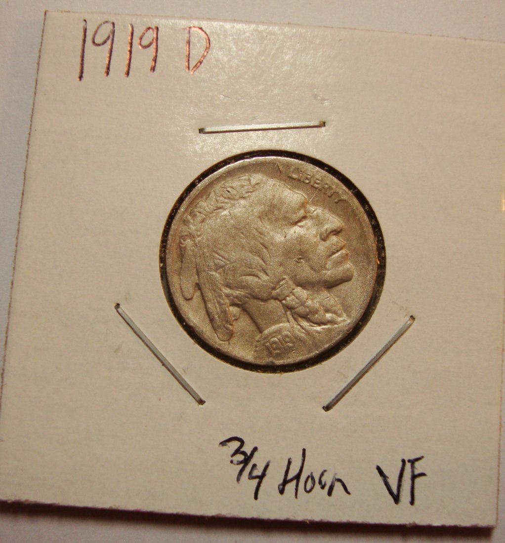 1919 D Buffalo Nickel 5c VF (1 of 2)