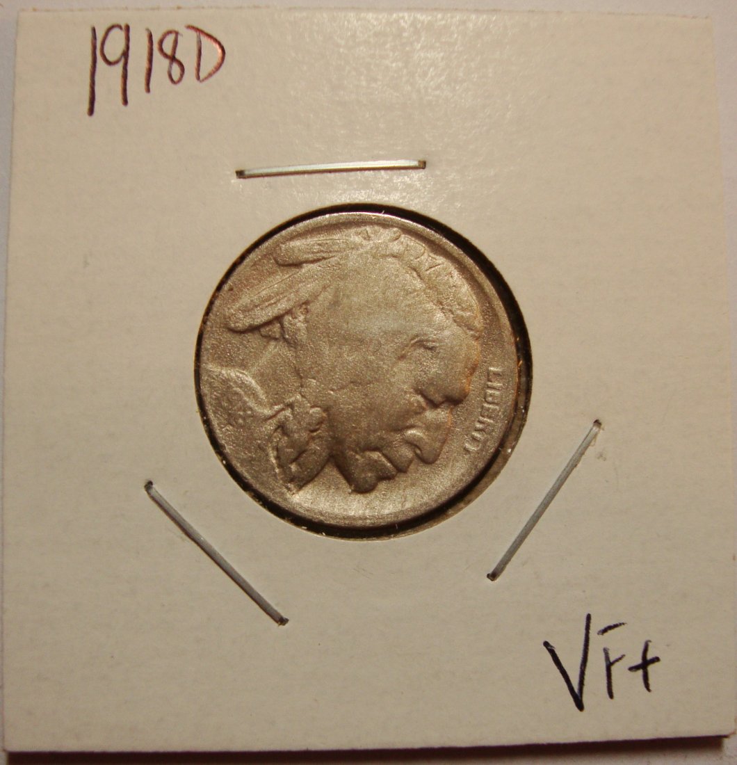 1918 D Buffalo Nickel 5c VF (1 of 2)