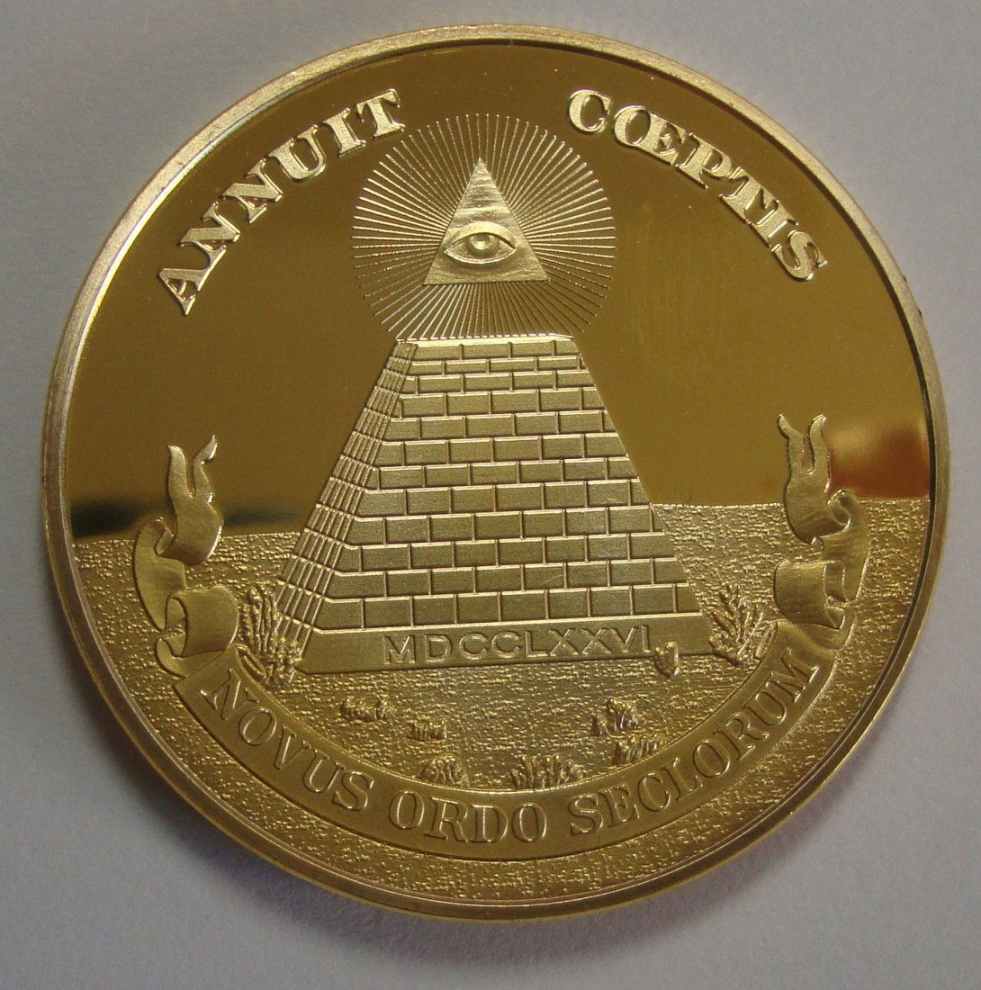 Freemason All Seeing Eye 1oz Gold Round: 100 Mills .999 Fine Gold Plated Clad NOT SILVER