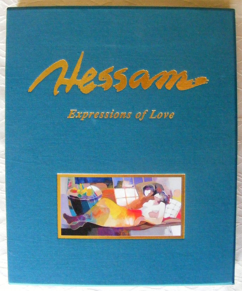 Hessam "Expressions Of Love" Book In Case: Hardcover deluxe edition book with outer hardcover sleeve. Written by W. Joseph Metcalf. The title is "Expression of Love". Hessam Abrishami artwork. Published 2005. 204 pages. The book and case are p