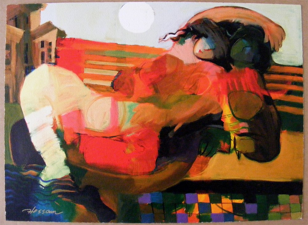 Hessam Abrishami Spring Affair Serigraph Lim Ed: Limited edition full bleed paper serigraph by Hessam Abrishami. The title is "Spring Affair". Numbered and signed limited edition artist proof (AP 30/40). Not framed. Approximate dimensions: 21 1/2" w