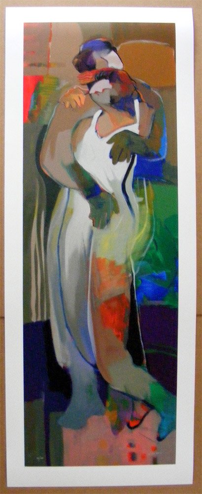 Hessam Abrishami Loves Curtain Serigraph Lim Ed.: Limited edition paper serigraph by Hessam Abrishami. The title is "Loves Curtain". Numbered and signed limited edition 94/100. Not framed. Approximate dimensions: paper 54 1/2" h x 21" w, image 50" h