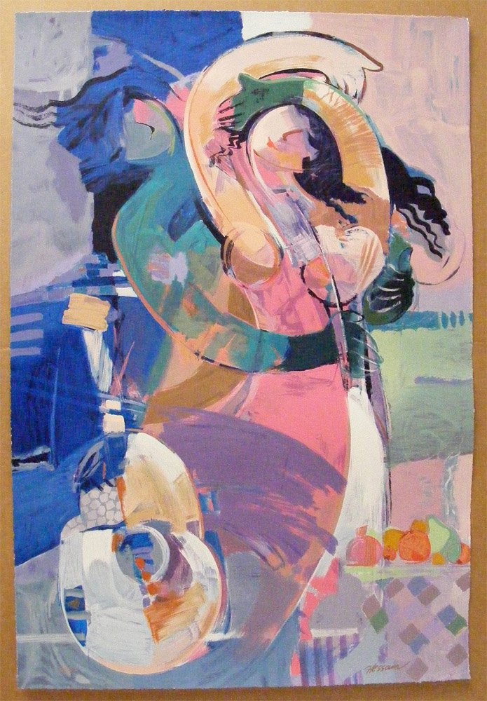 Hessam Time to be Together Serigraph Lim Ed: Serigraph on paper by Hessam Abrishami. The title is "Time to be Together". Year produced - 1993. Limited edition 194/395. Signed by the artist. Not framed. Approximate dimensions: 30"w x 43 3/4" h. S