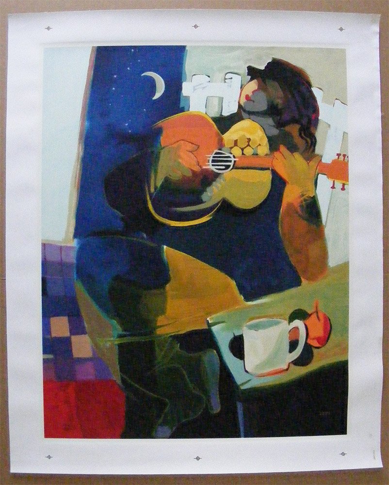 Hessam Abrishami My Enjoyment Lim Edition Serigraph: Original serigraph on canvas by Hessam Abrishami. The title is "My Enjoyment". Limited edition 212/395. Signed by the artist. Not framed. Approximate dimensions: canvas 44" h x 36 3/4" w, image 37 1/4