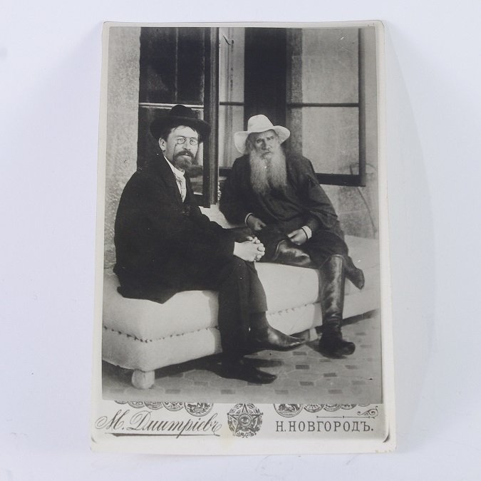 A Russian Old Photos: A Russian Old Photos ,pictured two famous Russian writer Lev Tolstoj and Anton Chehov