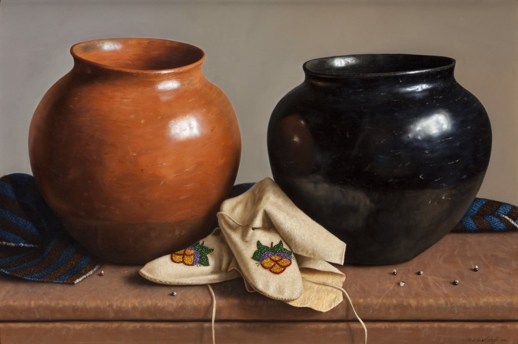 William Acheff (b. 1947) Pots, 1998: Oil on canvas 20x30 inches Signed lower right: W.M. Acheff 1998