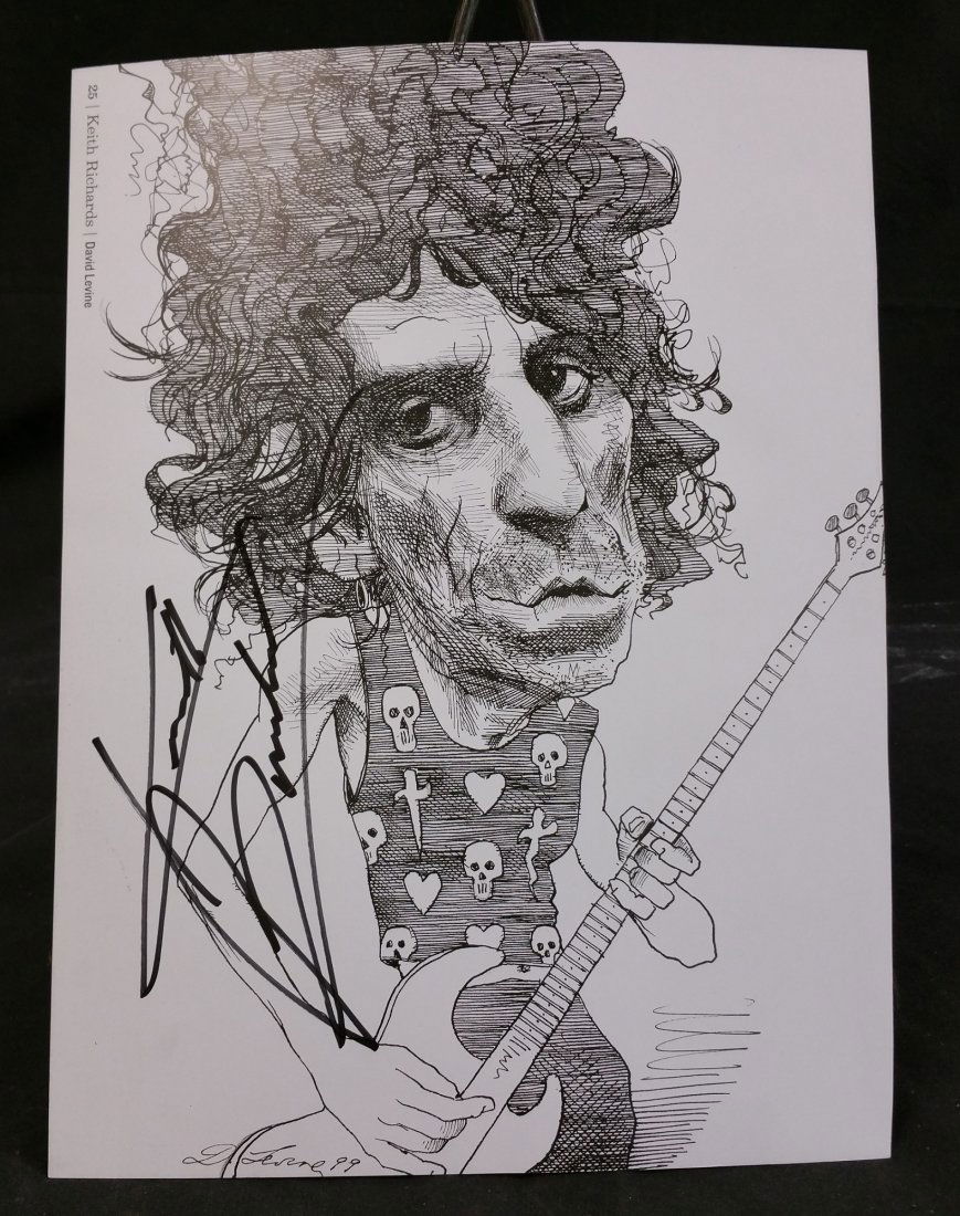 DAVID LEVINE KEITH RICHARDS PRINT SIGNED BY KEITH RICHA (1 of 5)