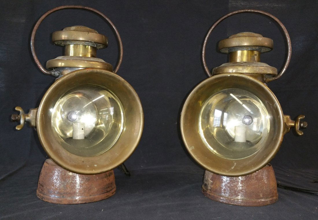 Antique Brass “ King of the Road” Auto Lamps Pair- (1 of 10)
