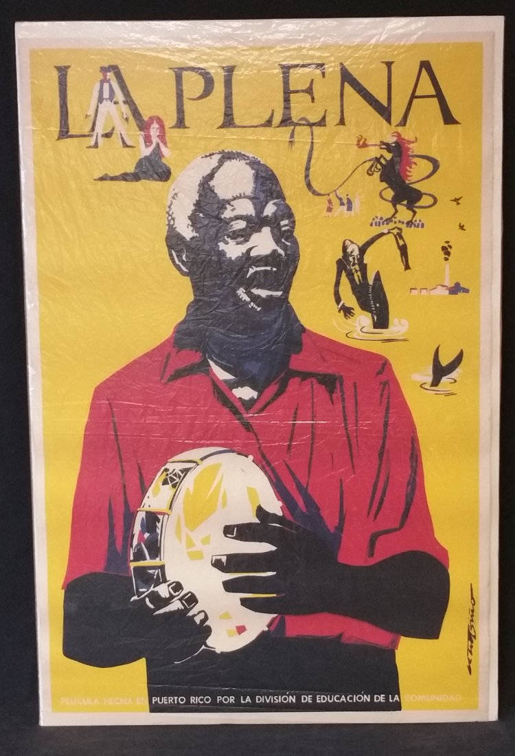 “La Plena” Movie Poster, late 60’s early 70’s Puerto R: Una Pelicula Hecha En Puerto Rico Por La Division De Educacion De La Comunidad” In English : “ The Sorrow ” , A film day in Puerto Rico, from the Division of Community Education” Very Good Vin