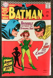 DC : Batman June 1966 No. 181 “ Beware of Poison Ivy!”: DC : Batman June 1966 No. 181 “ Beware of Poison Ivy!” Rated 7.5 to 8.0 ( VF- to VF)“ Beware of Poison Ivy!” issue of Batman from the 12 cent Silver Age, includes “ Extra: Double Page Pin-up