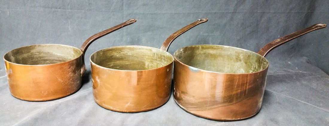 3 Antique Copper Pots - Marked (1 of 3)