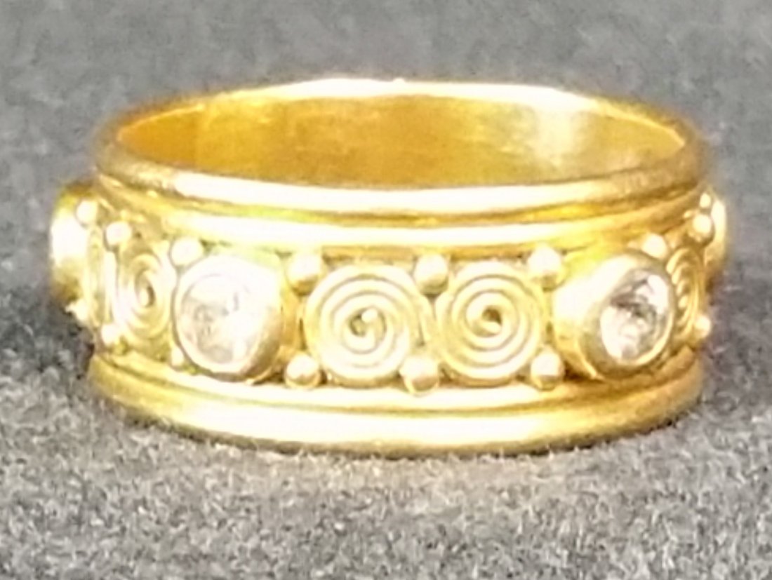 22Kt Gold & White Sapphire Designer Ring (1 of 3)