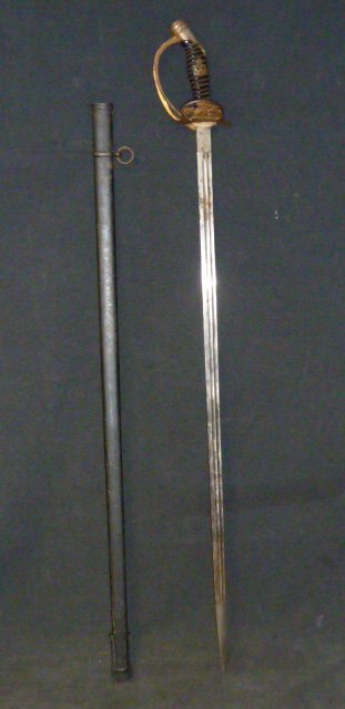 PRUSSIAN MILITARY SWORD | FOLDING GUARD: Makers mark on blade. Prussian Eagle on folding guard. 32 inch blade. 38 inch overall.
