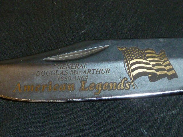 Schrade General Douglas Mac Arthur 1880 Knife: SCHRADE CUTLERY AMERICAN LEGENDS LARGE LOCKBACK-Maker Schrade Cutlery -ModelAmerican Legends -Large Lockback -Main Blade Length & Type 3 5/8" ClipBlade SteelStainless SteelBolsters Brass -Frame Handle
