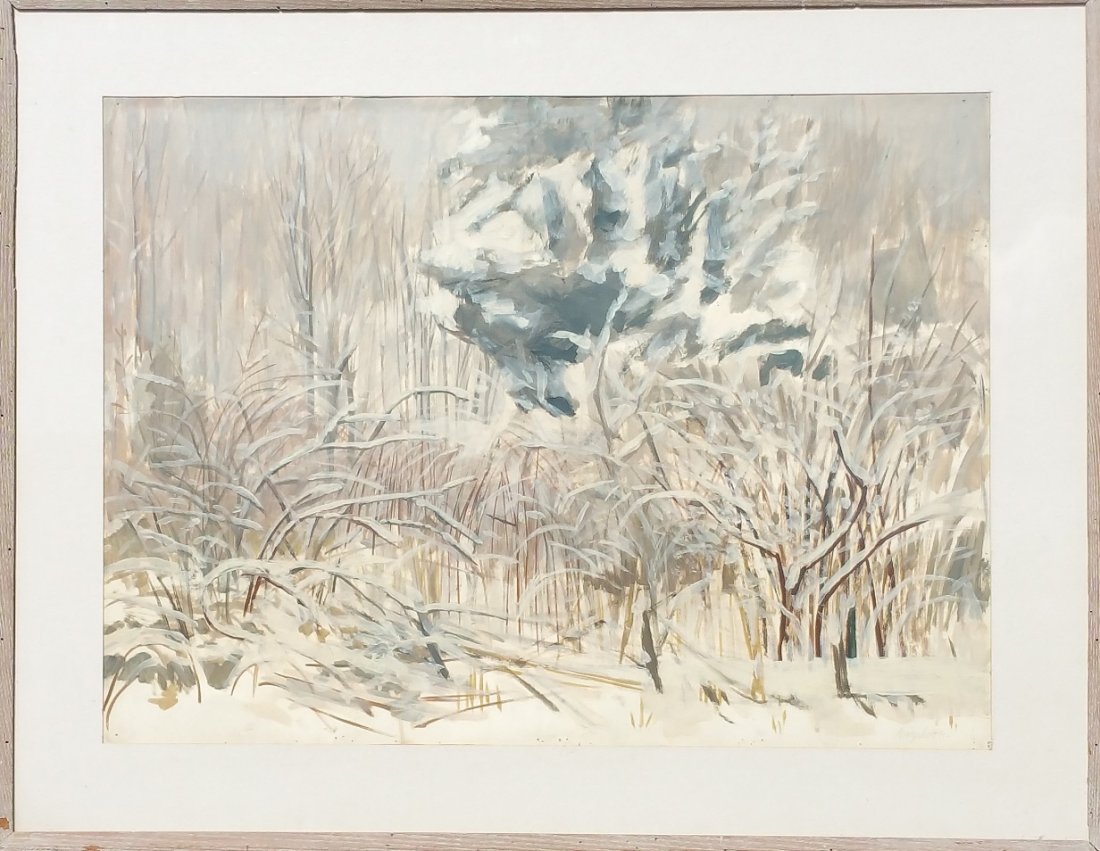 "Untitled" [Winter Field Grass] by Robert Angeloch: Robert AngelochNo DateMixed Media On BoardFramed 29 x 37 inches