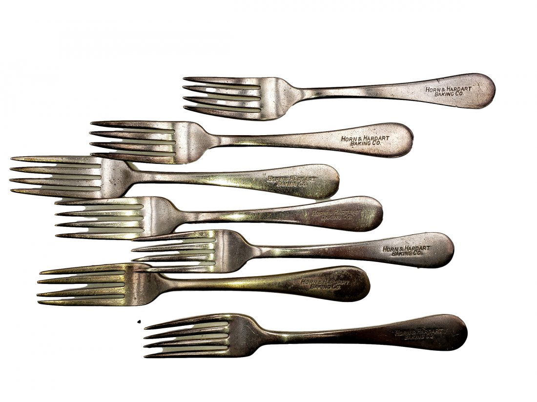 Original Horn & Hardart Baking Co. Forks - 7: Original Horn & Hardart Baking Co. Forks - 7 Restaurant Forks Commercial Use Marked vintage lunch counter forks. Each marked " Horn & Hardart Baking Co." Please see the photos provided for the best id