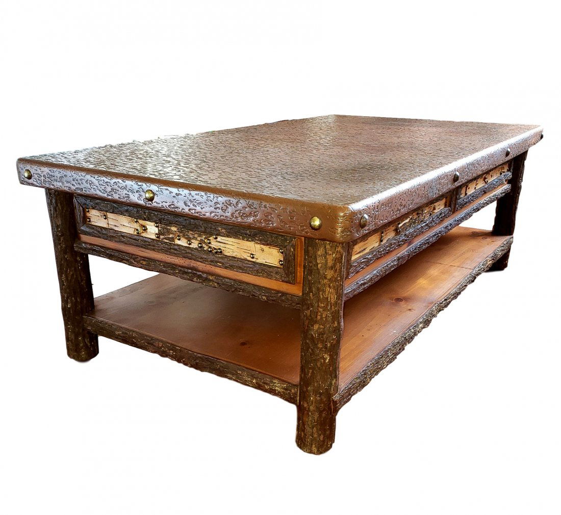 Copper Tone Top Coffee Table (1 of 2)