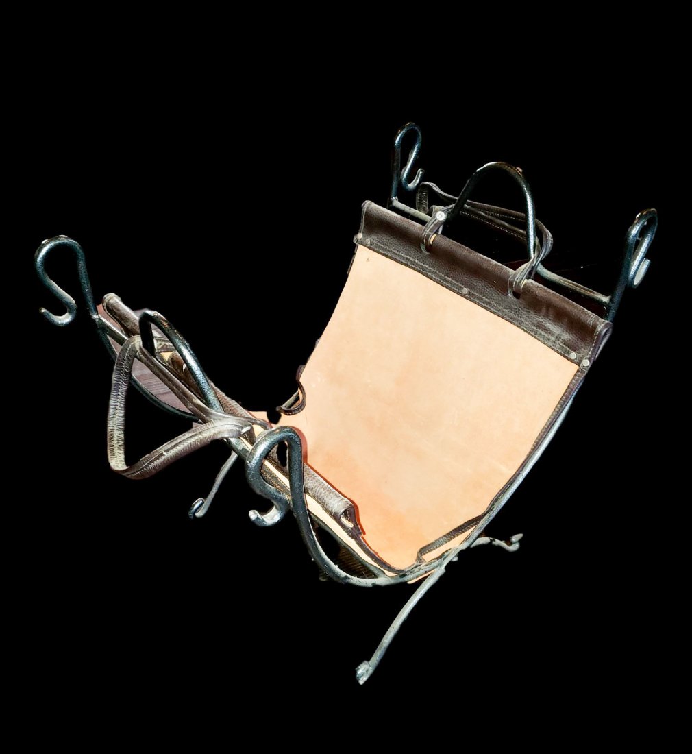 Folding Log Rack with Suede Carrier (1 of 1)