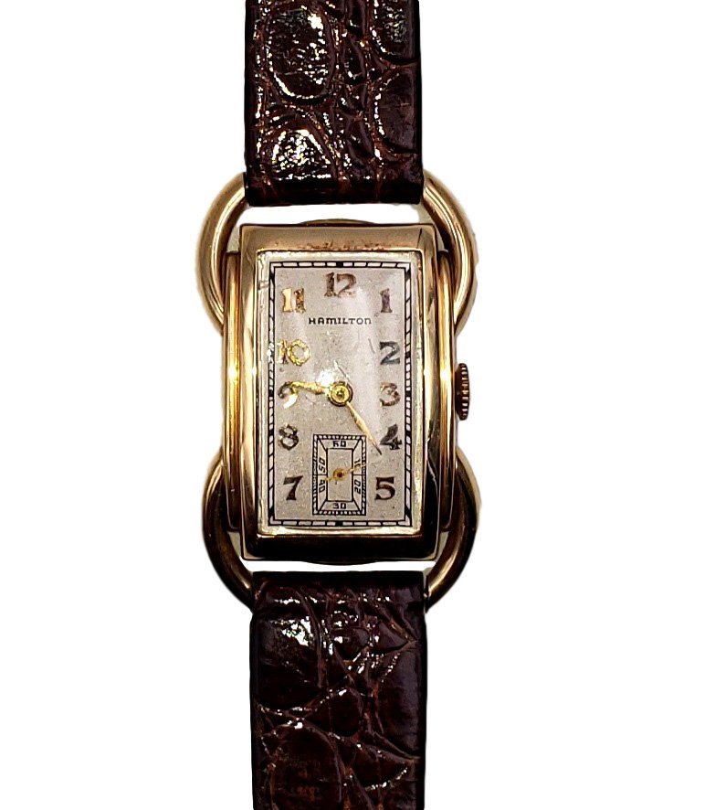 Hamilton & Co 19j Watch Vintage 14 K: Manufacturer: Hamilton, Lancaster, PA Movement Back marked: 14 K Solid Gold S&W Serial Number: J29613 Model: 982 Estimated Production Year: 1937 Movement Finish: Nickel Run Quantity:13,100 Size: 14/0s