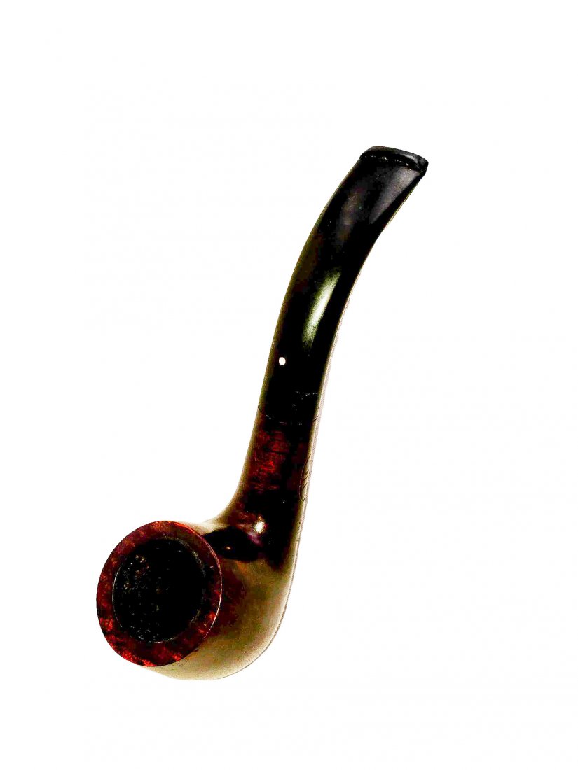 Dunhill Bruyere Bent Billiard Style #2102 Pipe: Dunhill White Spot Bruyere Bent Billiard Style #2102 Pipe. Smooth finish, Bent Billiard style briar wood with a vulcanite stem. Made in England. Provenance The Bruce Cohn Collection. Minimal wear and