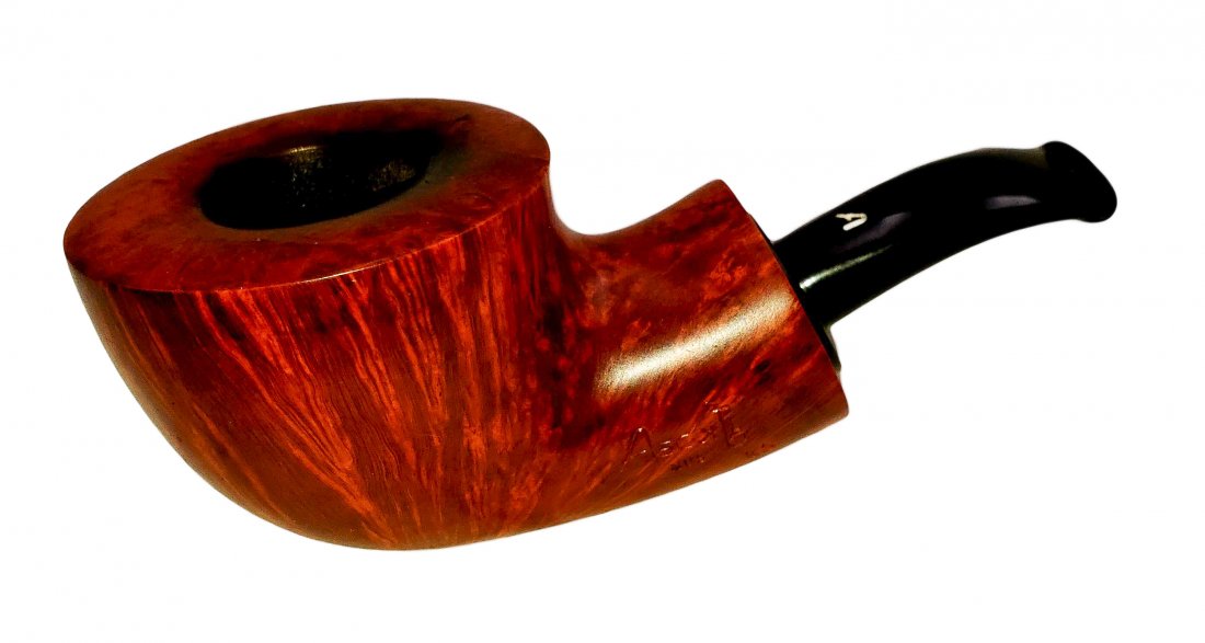 Ascorti NUS KS Italian - Estate Pipe: Smooth finish, rounded bottom pipe with a black stubby vulcanite stem. Made in Italy. Provenance The Bruce Cohn Collection. Light wear and handling, moderate rim darkening as expected with a gently us
