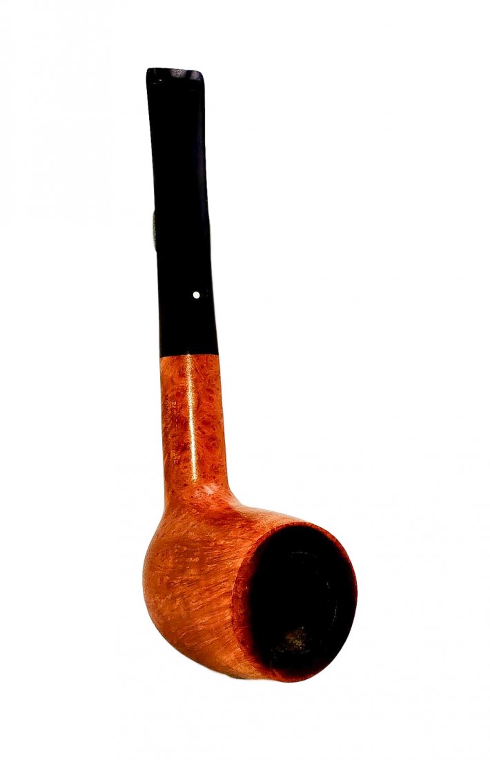 Dunhill White Spot Root Briar Billiard Bowl #4103 Pipe: Smooth finish, Billiard style bowl, root briar pipe with a black vulcanite stem. Made in England. Provenance The Bruce Cohn Collection. Moderate wear and handling, medium rim, and chamber darkening as