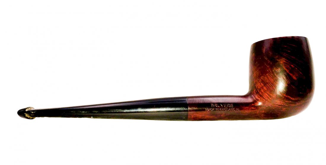 Dunhill White Spot Bruyere Billiard Style #3303 Pipe: Smooth finish, billiard style bowl, dark Bruyere pipe with a black vulcanite straight stem. Made in England. Provenance The Bruce Cohn Collection. Modest wear and handling with noted rim, and chamber