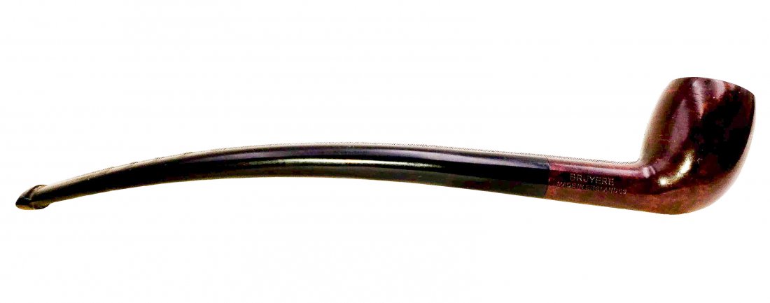 Dunhill White Spot Bruyere Churchwarden #1658 Pipe: Smooth finish, petite churchwarden style, Bruyere pipe with a black vulcanite stem. Made in England. Provenance The Bruce Cohn Collection. Mild use, wear, and handling, modest rim, and chamber darkeni
