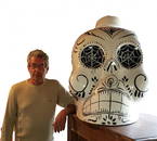 Oversized Dia de Los Muertos Skull KAH Tequila Display