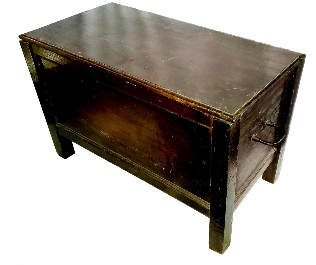Iron Strapped Trunk on Wood Legs (1 of 4)