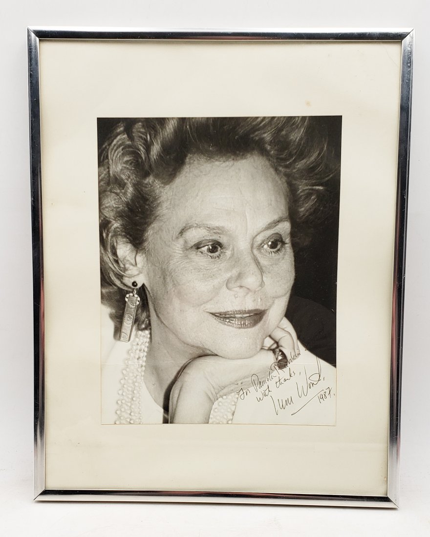 Irene Worth, 1987: Framed Signed Photo Portrait: B/W photo of Irene Worth, 1987 by P.Rankin- Smith mounted on art paper /board and signed on the margin by Irene Worth, 1987. The signature is authentic with provenance. Image size : 7.25 x 9.5 inches.