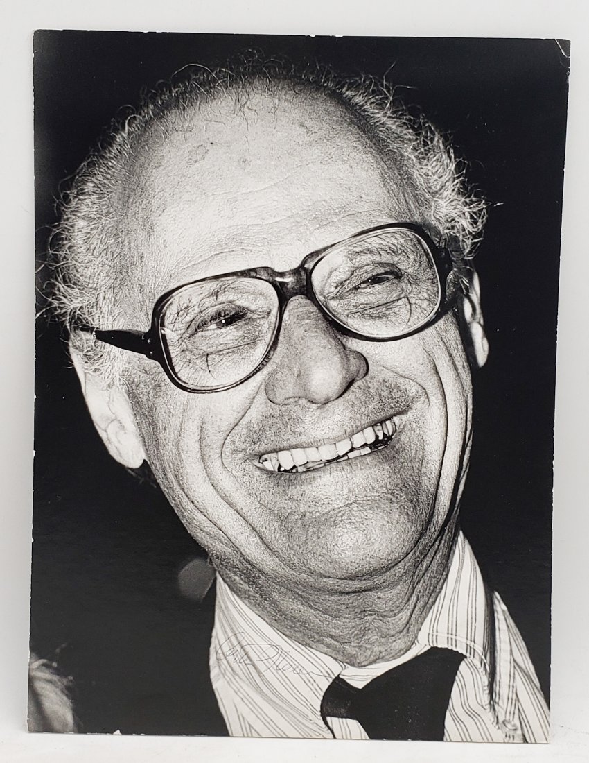 Arthur Miller, 1981: Signed Photo Portrait: B/W photo of Arthur Miller, 1981 by P.Rankin- Smith mounted on board and signed on the lower center by Arthur Miller( over neck area). The signature is authentic with provenance. Image size: 11x14 inc