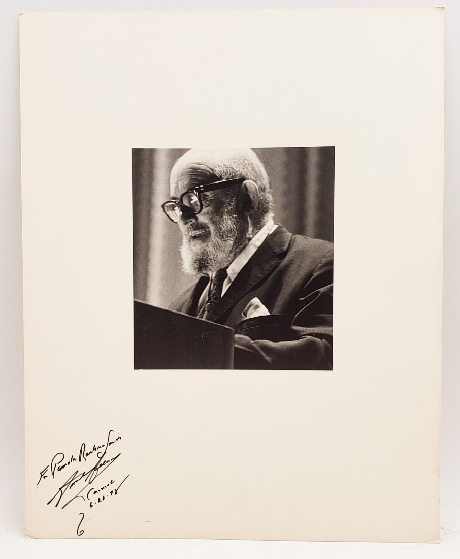 Ansel Adams: Signed Photo Portrait: B/W photo of Ansel Adams, 1978 by P.Rankin- Smith mounted on art paper /board and signed on the margin by Ansel Adams, 1978. The signature is authentic with provenance. Image size : 5.25 x 5.75 inches