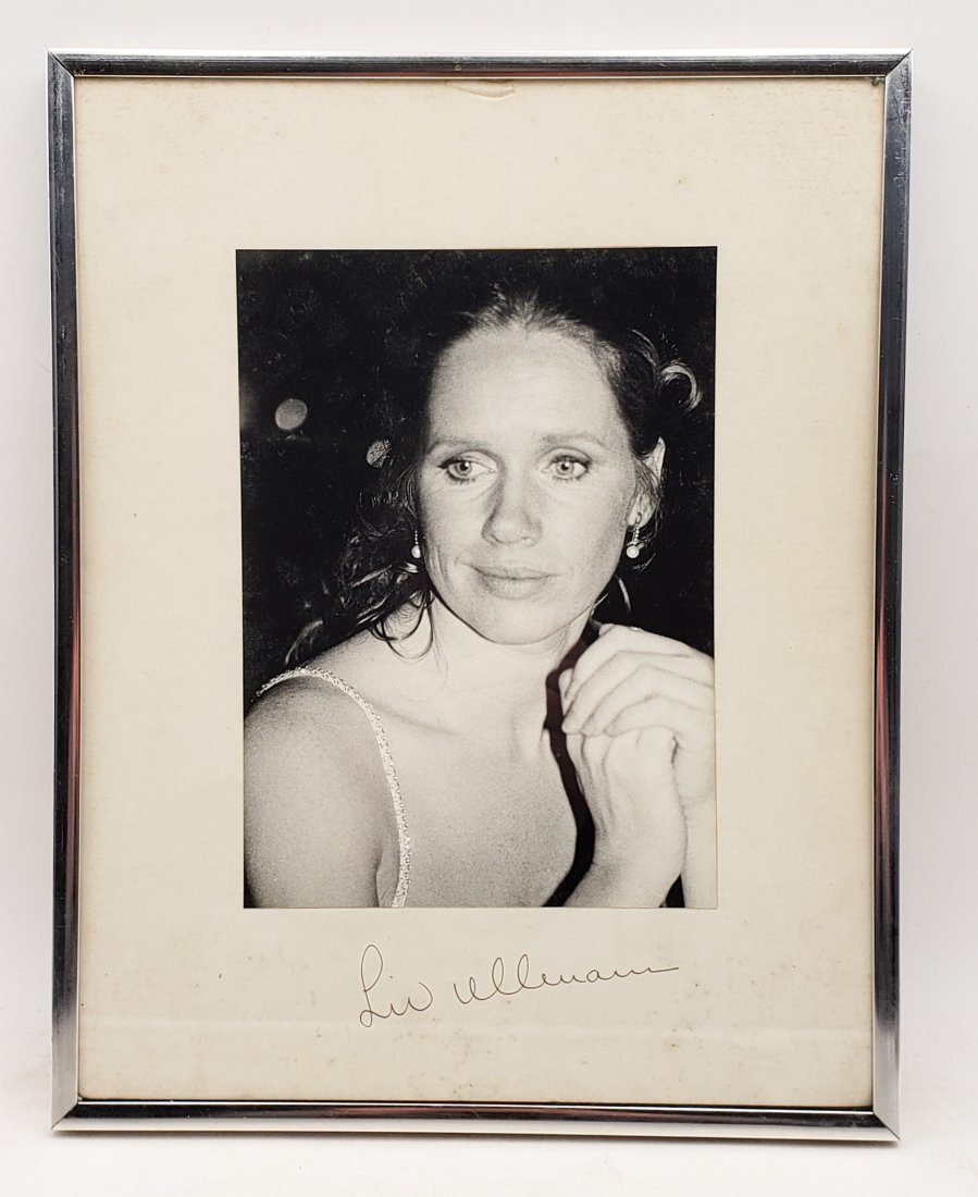 Liv Ullmann: Framed Signed Photo Portrait: B/W photo of Liv Ullmann by P.Rankin- Smith mounted on art paper /board and signed on the margin by Liv Ullmann. The signature is authentic with provenance. Image size : 6.5 x 9 inches. Framed size: 1