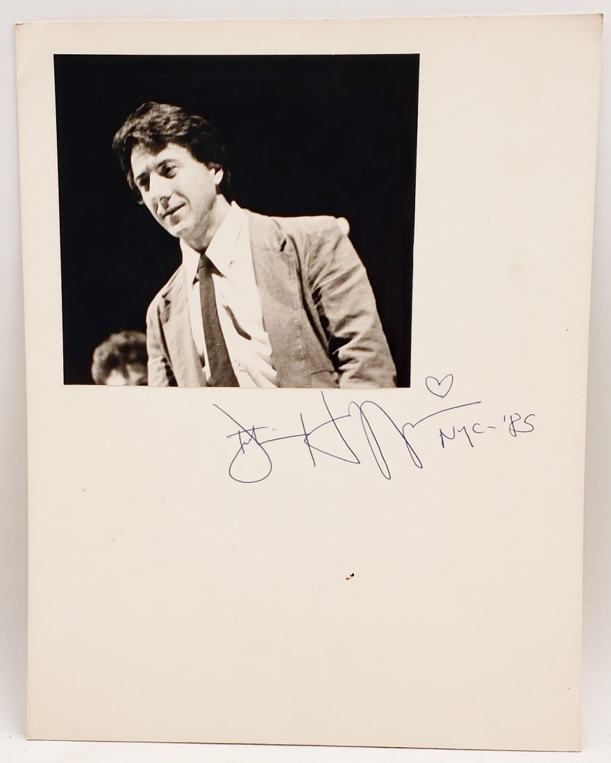 Dustin Hoffman, 1985: Signed Photo Portrait: B/W photo of Dustin Hoffman, 1985 by P.Rankin- Smith mounted on board and signed on the margin by Dustin Hoffman. The signature is authentic with provenance. Image size : 6.25 x 7 inches. Mount size: