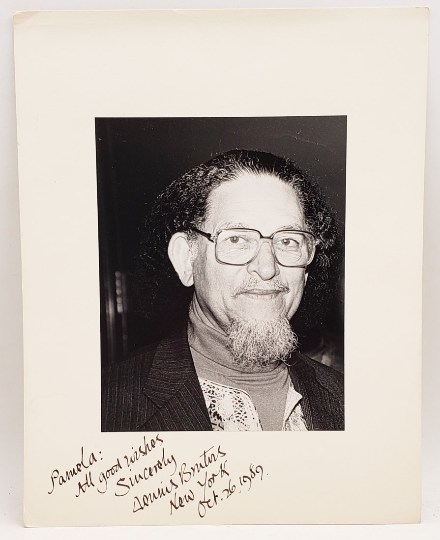 Dennis Brutus, 1989: Signed Photo Portrait: B/W photo of Dennis Brutus, 1989 by P.Rankin- Smith mounted on art paper /board and signed on the margin by Dennis Brutus, 1989. The signature is authentic with provenance. Image size : 6.5 x 8.5 inch