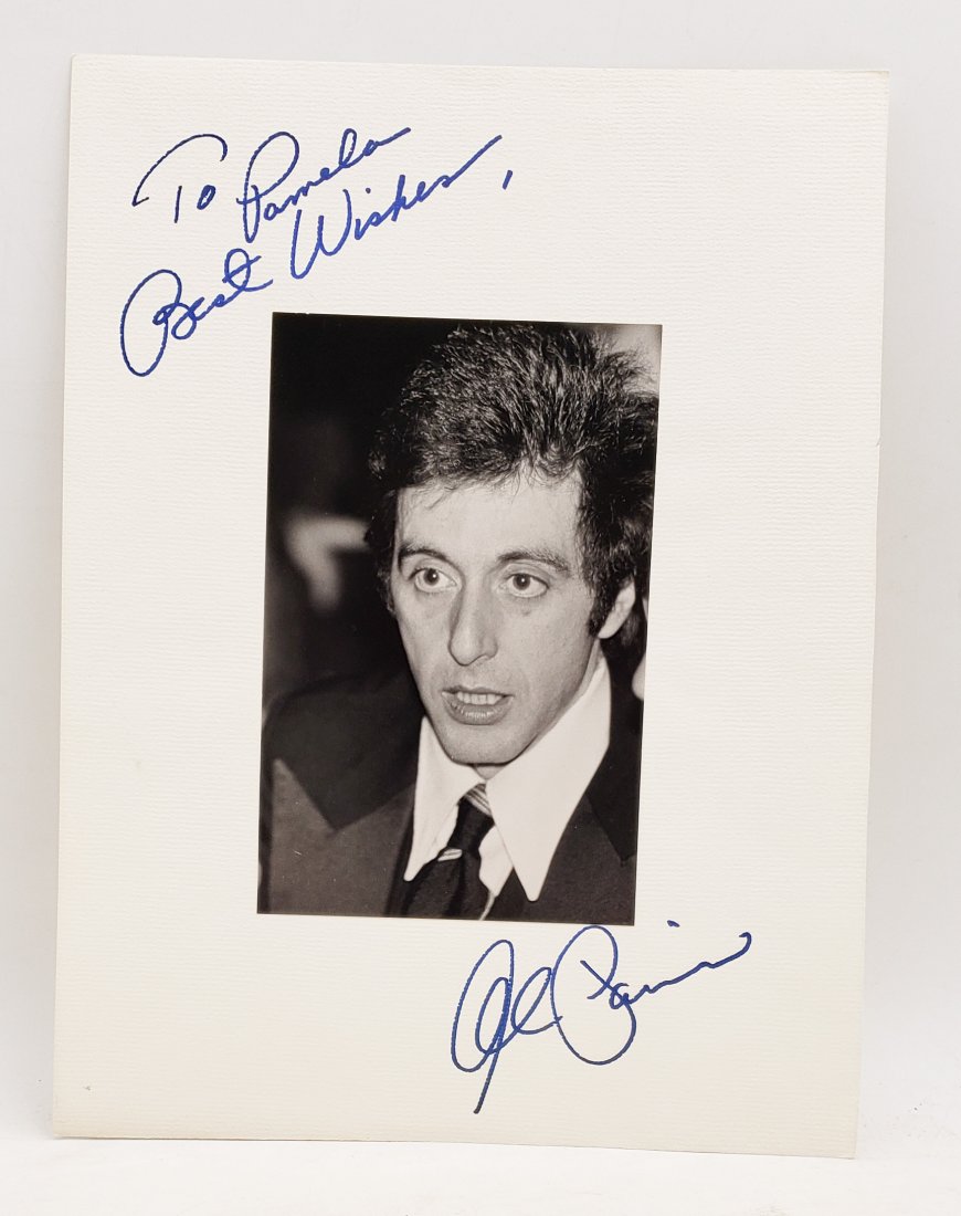 Al Pacino, 1983: Signed Photo Portrait: B/W photo of Al Pacino, 1983 by P.Rankin- Smith mounted on art paper and signed on the margin by Al Pacino. The signature is authentic with provenance. Image size : 4.75 x 7.25 inches. Mount size: 11
