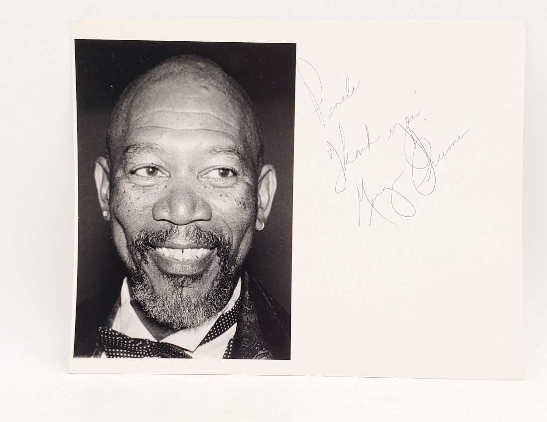 Morgan Freeman: Signed Photo Portrait: B/W photo of Morgan Freeman by P.Rankin- Smith mounted on art paper /board and signed on the margin by Morgan Freeman. The signature is authentic with provenance. Image size : 6.75 x 9.75 inches. Moun