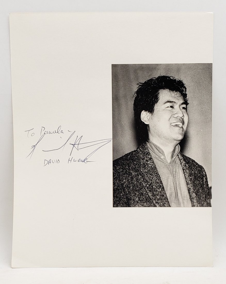 David Henry Hwang: Signed Photo Portrait: B/W photo of David Hwang by P.Rankin- Smith mounted on art paper /board and signed on the margin by David Hwang. The signature is authentic with provenance. Image size : 5.5 x 7.75 inches. Mount size: