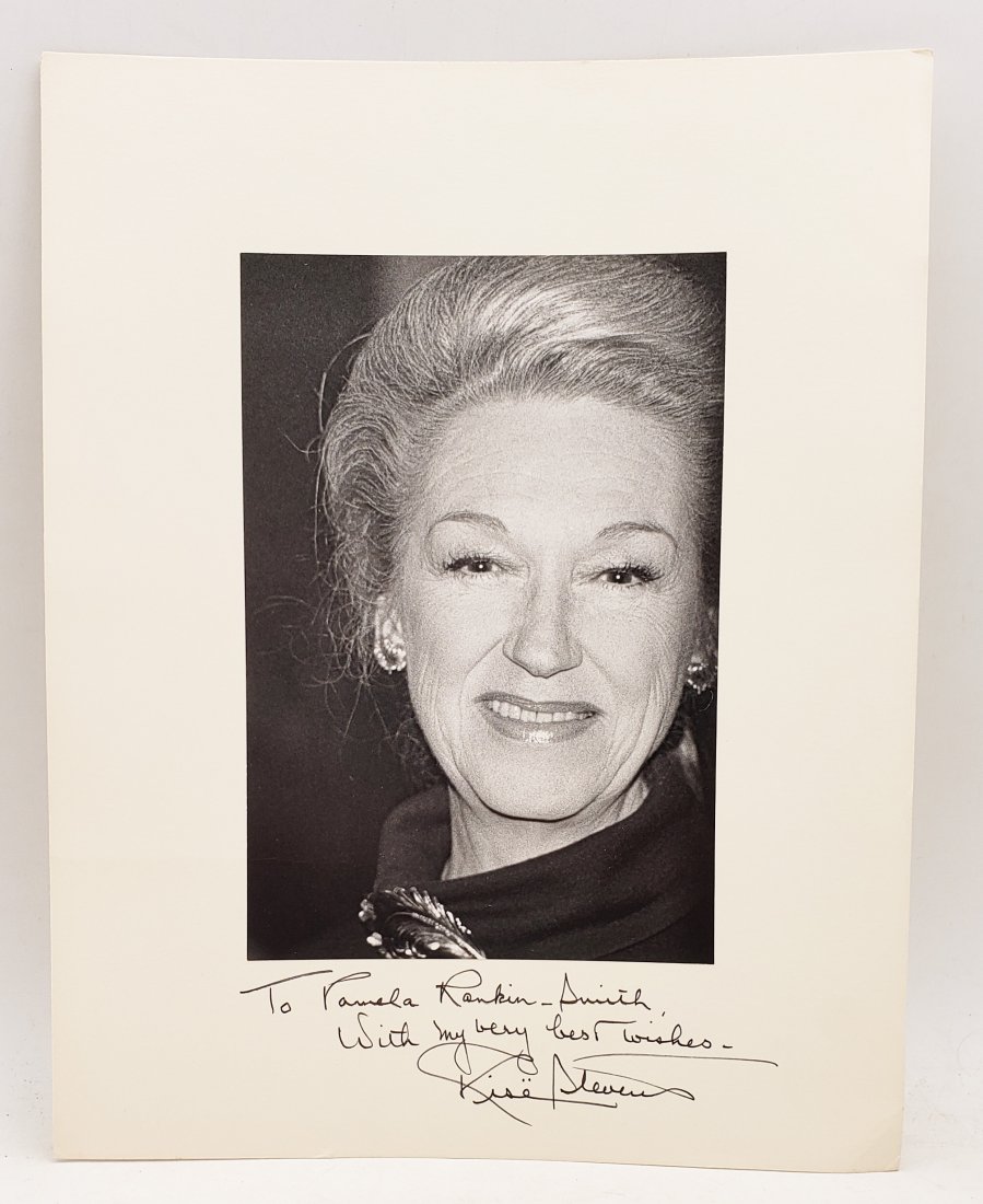 Risë Stevens: Signed Photo Portrait: B/W photo of Risë Stevens by P.Rankin- Smith mounted on art paper /board and signed on the margin by Risë Stevens. The signature is authentic with provenance. Image size :6 x 9 inches. Mount size: 1