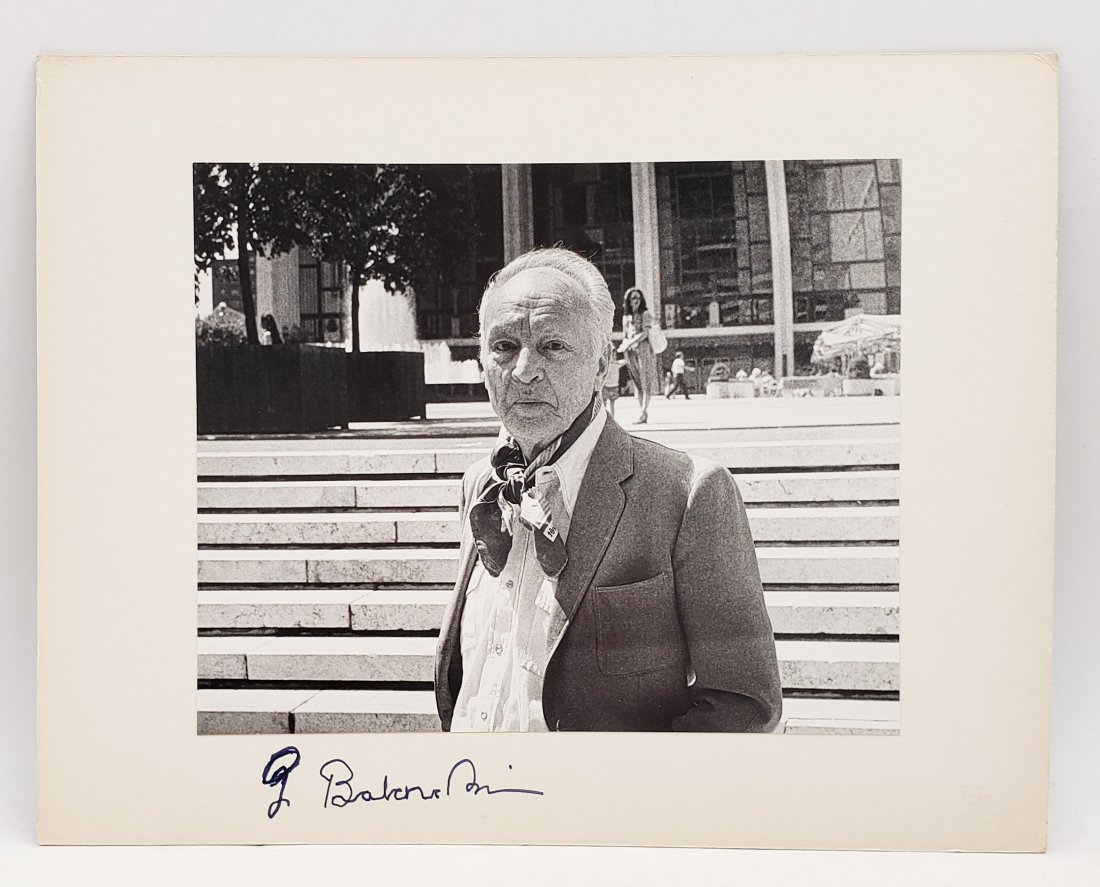 George Balanchine: Signed Photo Portrait: B/W photo of George Balanchine by P.Rankin- Smith mounted on art paper /board and signed on the margin by George Balanchine. The signature is authentic with provenance. Image size : 9.75 x 8 inches. M