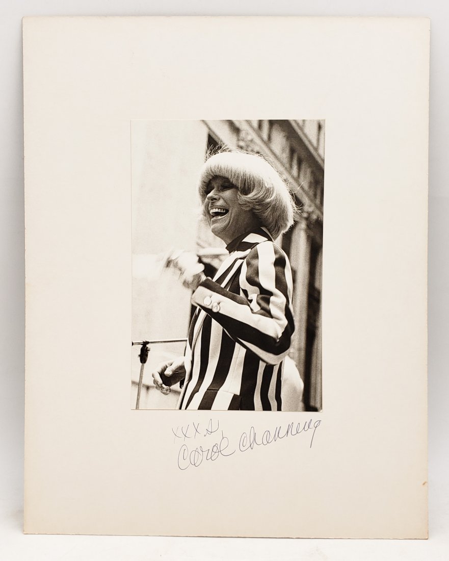 Carol Channing: Signed Photo Portrait: B/W photo of Carol Channing by P.Rankin- Smith mounted on art paper /board and signed on the margin by Carol Channing. The signature is authentic with provenance. Image size : 5.25 x 7.75 inches. Moun
