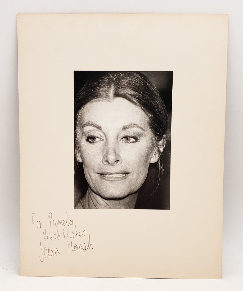 Jean Marsh: Signed Photo Portrait: B/W photo of Jean Marsh by P.Rankin- Smith mounted on art paper /board and signed on the margin by Jean Marsh. The signature is authentic with provenance. Image size : 5 x 7.25 inches. Mount size: 11 