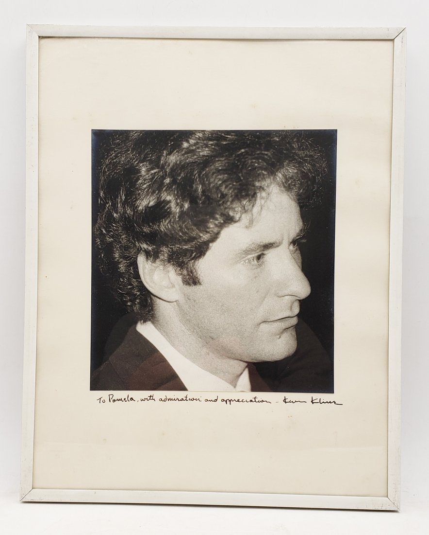 Kevin Kline: Framed Signed Photo Portrait: B/W photo of Kevin Kline by P.Rankin- Smith mounted on art paper /board and signed and warmly inscribed on the margin by Kevin Kline. The signature is authentic with provenance. Image size : 7.5 x 8 i
